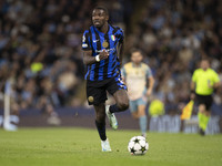 Marcus Thuram #9 of Inter Milan during the UEFA Champions League League Stage match between Manchester City and Football Club Internazionale...