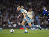 Erling Haaland #9 of Manchester City F.C. during the UEFA Champions League League Stage match between Manchester City and Football Club Inte...