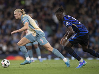 Erling Haaland #9 of Manchester City F.C. during the UEFA Champions League League Stage match between Manchester City and Football Club Inte...