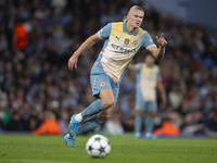 Erling Haaland #9 of Manchester City F.C. during the UEFA Champions League League Stage match between Manchester City and Football Club Inte...