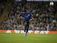 Yann Aurel Bisseck #31 of Inter Milan during the UEFA Champions League League Stage match between Manchester City and Football Club Internaz...