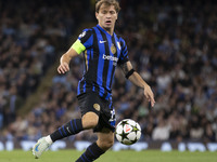 Nicolo Barella #23 of Inter Milan during the UEFA Champions League Group Stage match between Manchester City and Football Club Internazional...