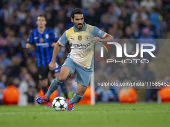 Ilkay Gundogan #19 of Manchester City F.C. during the UEFA Champions League League Stage match between Manchester City and Football Club Int...