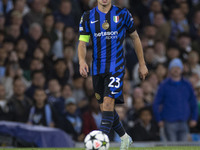 Nicolo Barella #23 of Inter Milan during the UEFA Champions League Group Stage match between Manchester City and Football Club Internazional...