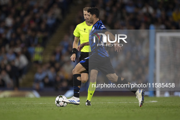 Mehdi Taremi #99 of Inter Milan during the UEFA Champions League group stage match between Manchester City and Football Club Internazionale...