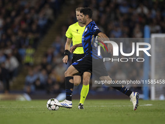 Mehdi Taremi #99 of Inter Milan during the UEFA Champions League group stage match between Manchester City and Football Club Internazionale...