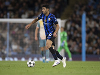 Mehdi Taremi #99 of Inter Milan during the UEFA Champions League group stage match between Manchester City and Football Club Internazionale...