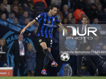 Matteo Darmian #36 of Inter Milan is in action during the UEFA Champions League Group Stage match between Manchester City and Football Club...