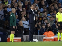 Inter Milan manager Simone Inzaghi gesticulates during the UEFA Champions League League Stage match between Manchester City and Football Clu...