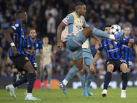 Manuel Akanji #25 of Manchester City F.C. during the UEFA Champions League League Stage match between Manchester City and Football Club Inte...