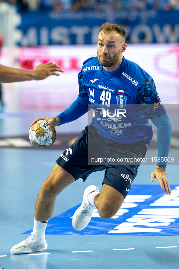 Zoltan Szita is playing during the  EHF Champions League Men match between  Orlen Wisla Plock and Dinamo Bucuresti in Plock, Poland on Septe...