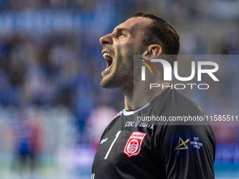 Vladimir Cupara is playing during the  EHF Champions League Men match between  Orlen Wisla Plock and Dinamo Bucuresti in Plock, Poland on Se...