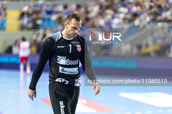 Vladimir Cupara is playing during the  EHF Champions League Men match between  Orlen Wisla Plock and Dinamo Bucuresti in Plock, Poland on Se...