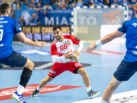 Yoav Lumbroso is playing during the  EHF Champions League Men match between  Orlen Wisla Plock and Dinamo Bucuresti in Plock, Poland on Sept...