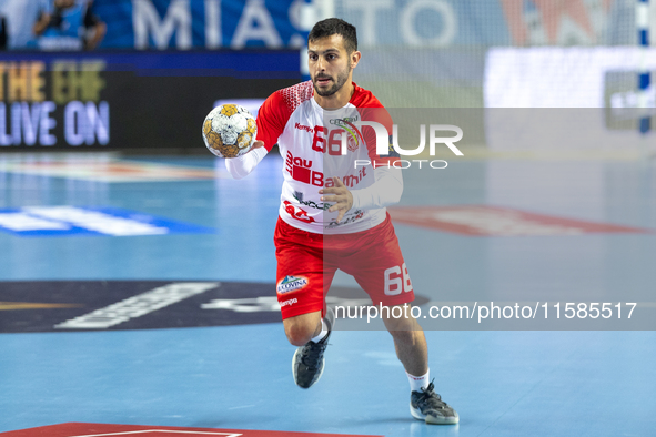 Yoav Lumbroso is playing during the  EHF Champions League Men match between  Orlen Wisla Plock and Dinamo Bucuresti in Plock, Poland on Sept...