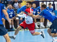 Yoav Lumbroso is playing during the  EHF Champions League Men match between  Orlen Wisla Plock and Dinamo Bucuresti in Plock, Poland on Sept...