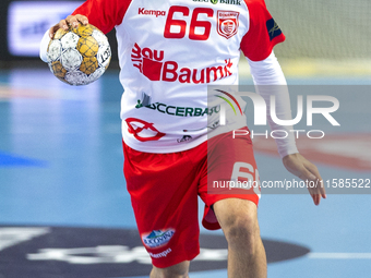 Yoav Lumbroso is playing during the  EHF Champions League Men match between  Orlen Wisla Plock and Dinamo Bucuresti in Plock, Poland on Sept...