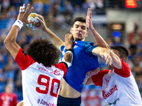 Gergo Fazekas is  playing during the  EHF Champions League Men match between  Orlen Wisla Plock and Dinamo Bucuresti in Plock, Poland on Sep...