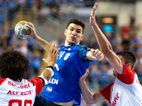 Gergo Fazekas is  playing during the  EHF Champions League Men match between  Orlen Wisla Plock and Dinamo Bucuresti in Plock, Poland on Sep...