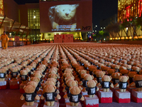 People visit the installation of teddy bears titled ''Echo of Lost Innocence'' at the Barahat Mashaireb open-air gallery to draw attention t...