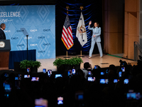 Rep. Adriano Espaillat (D-NY) introduces Vice President and Democratic presidential nominee Kamala Harris to deliver remarks at the annual c...