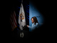 Vice President and Democratic presidential nominee Kamala Harris delivers remarks at the annual conference of the Congressional Hispanic Cau...