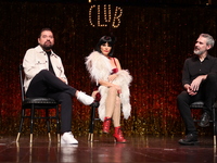 Claudio Carrera Valdes, Itati Cantoral, and Mauricio Garcia Lozano attend the press conference 'Cabaret: The Broadway Musical' to announce I...