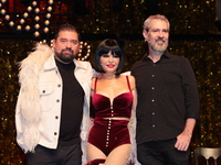 Claudio Carrera Valdes, Itati Cantoral, and Mauricio Garcia Lozano attend the press conference 'Cabaret: The Broadway Musical' to announce I...