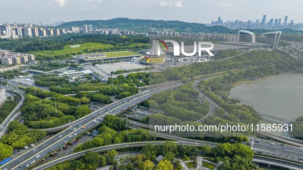 The newly decorated permanent site of the ASEAN Expo is in Nanning, Guangxi province, China, on September 15, 2024. 