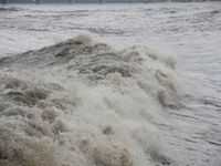 The Qiantang River tide causes huge waves in the Hangzhou section due to the impact of Typhoon ''Pulasan'', which is about to make landfall...