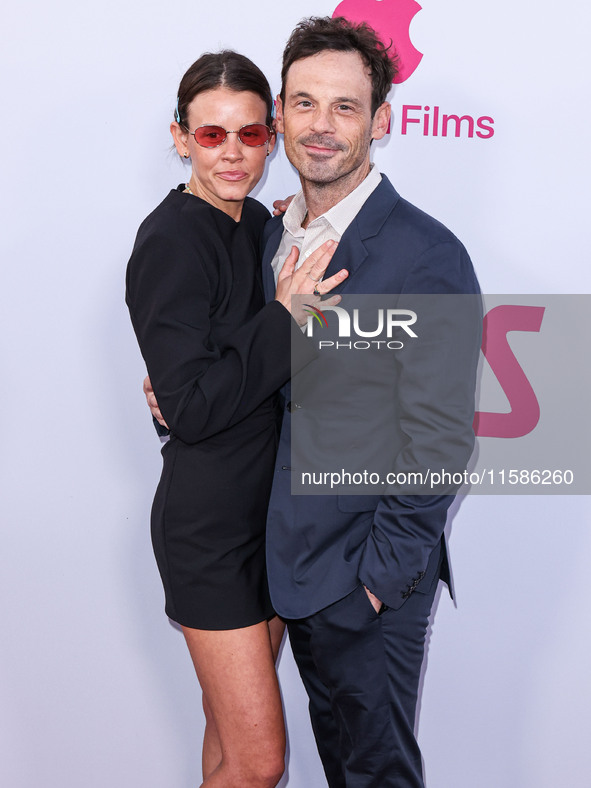 Sosie Bacon and Scoot McNairy arrive at the Los Angeles Premiere Of Apple TV+'s 'Wolfs' held at the TCL Chinese Theatre IMAX on September 18...