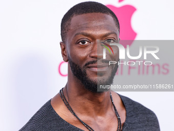 Aldis Hodge arrives at the Los Angeles Premiere Of Apple TV+'s 'Wolfs' held at the TCL Chinese Theatre IMAX on September 18, 2024 in Hollywo...