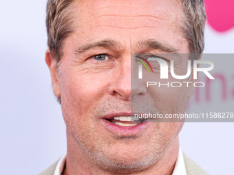 Brad Pitt arrives at the Los Angeles Premiere Of Apple TV+'s 'Wolfs' held at the TCL Chinese Theatre IMAX on September 18, 2024 in Hollywood...