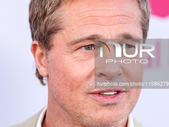 Brad Pitt arrives at the Los Angeles Premiere Of Apple TV+'s 'Wolfs' held at the TCL Chinese Theatre IMAX on September 18, 2024 in Hollywood...