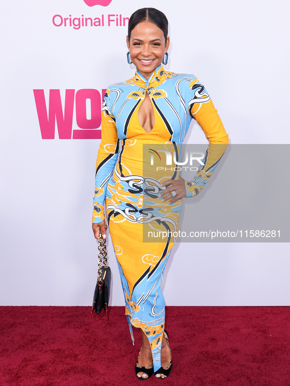 Christina Milian arrives at the Los Angeles Premiere Of Apple TV+'s 'Wolfs' held at the TCL Chinese Theatre IMAX on September 18, 2024 in Ho...