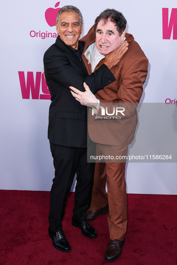 George Clooney and Richard Kind arrive at the Los Angeles Premiere Of Apple TV+'s 'Wolfs' held at the TCL Chinese Theatre IMAX on September...