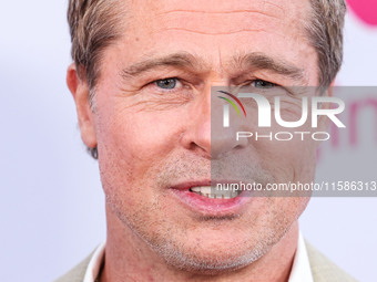 Brad Pitt arrives at the Los Angeles Premiere Of Apple TV+'s 'Wolfs' held at the TCL Chinese Theatre IMAX on September 18, 2024 in Hollywood...