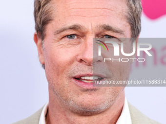 Brad Pitt arrives at the Los Angeles Premiere Of Apple TV+'s 'Wolfs' held at the TCL Chinese Theatre IMAX on September 18, 2024 in Hollywood...