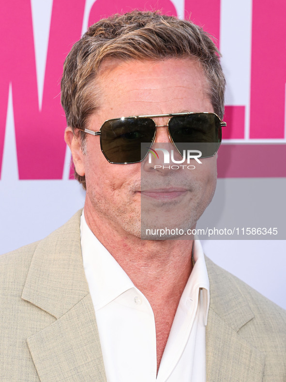 Brad Pitt arrives at the Los Angeles Premiere Of Apple TV+'s 'Wolfs' held at the TCL Chinese Theatre IMAX on September 18, 2024 in Hollywood...