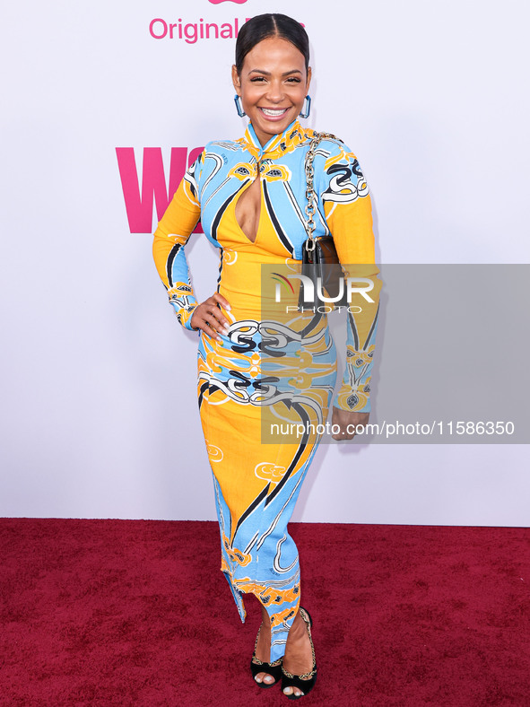 Christina Milian arrives at the Los Angeles Premiere Of Apple TV+'s 'Wolfs' held at the TCL Chinese Theatre IMAX on September 18, 2024 in Ho...