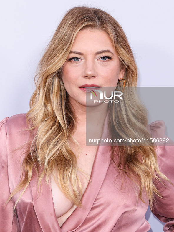 Katheryn Winnick arrives at the Los Angeles Premiere Of Apple TV+'s 'Wolfs' held at the TCL Chinese Theatre IMAX on September 18, 2024 in Ho...