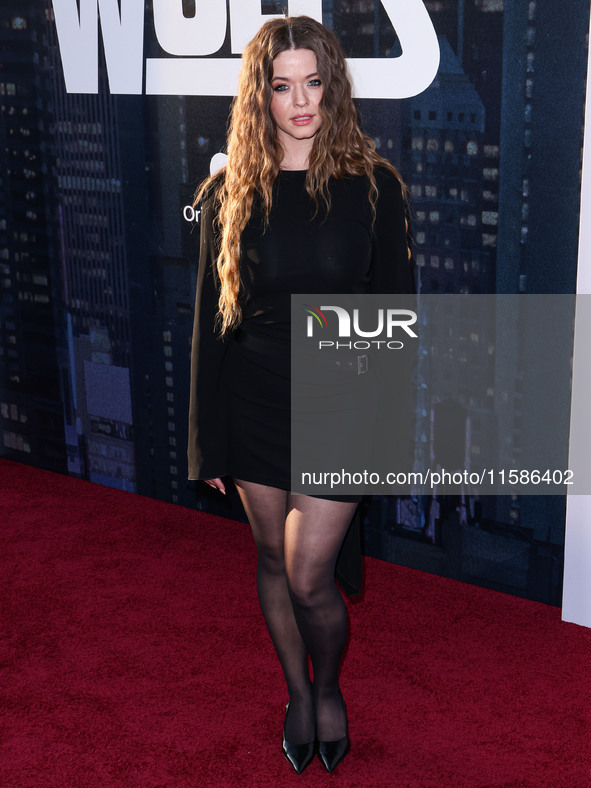 Sasha Pieterse arrives at the Los Angeles Premiere Of Apple TV+'s 'Wolfs' held at the TCL Chinese Theatre IMAX on September 18, 2024 in Holl...