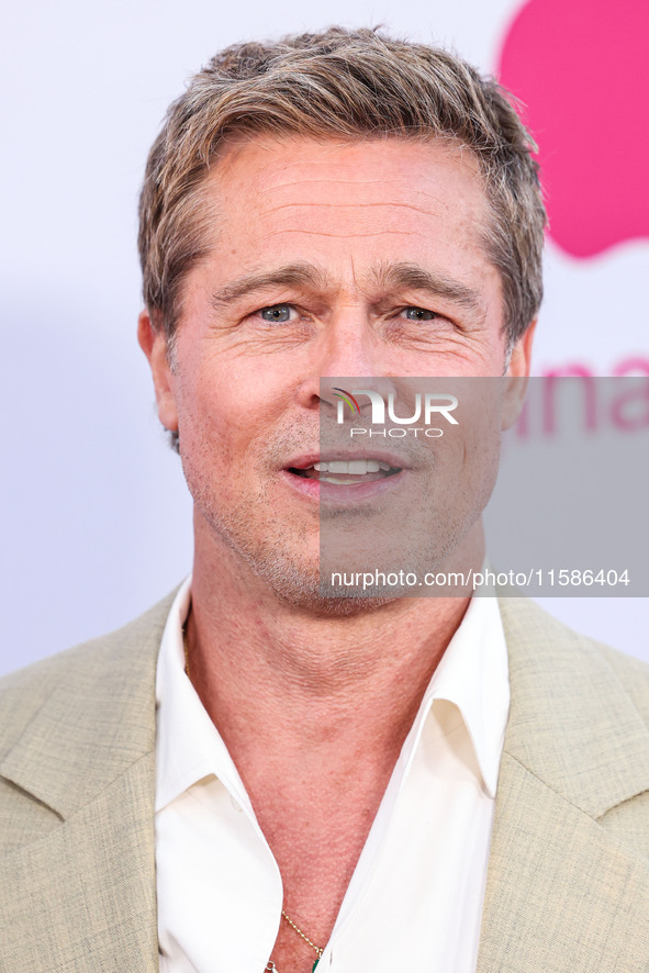 Brad Pitt arrives at the Los Angeles Premiere Of Apple TV+'s 'Wolfs' held at the TCL Chinese Theatre IMAX on September 18, 2024 in Hollywood...