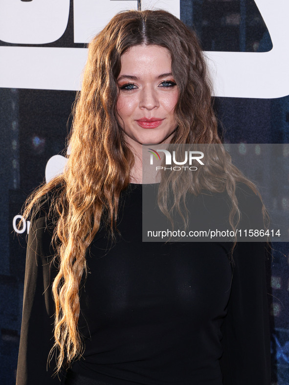 Sasha Pieterse arrives at the Los Angeles Premiere Of Apple TV+'s 'Wolfs' held at the TCL Chinese Theatre IMAX on September 18, 2024 in Holl...