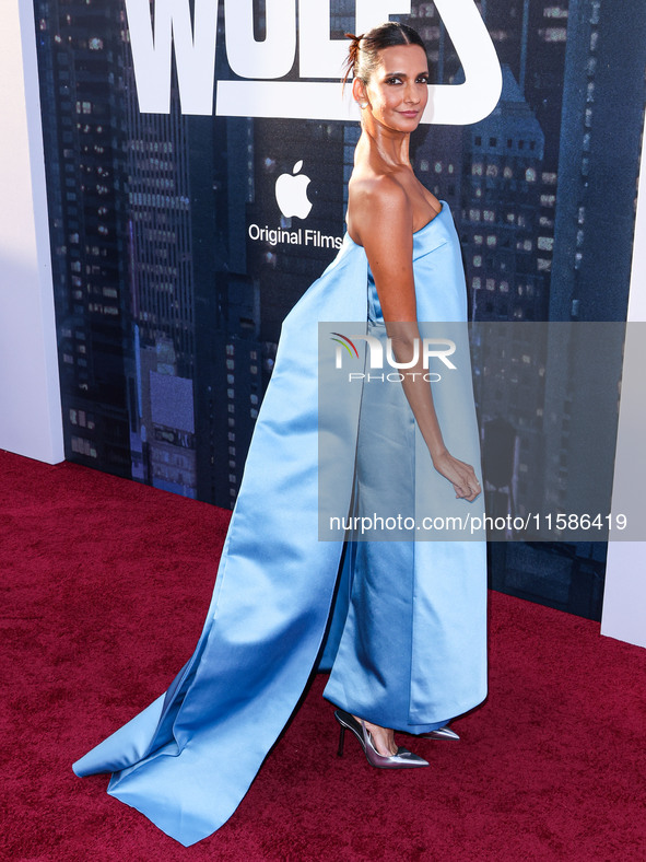 Poorna Jagannathan wearing Prada arrives at the Los Angeles Premiere Of Apple TV+'s 'Wolfs' held at the TCL Chinese Theatre IMAX on Septembe...