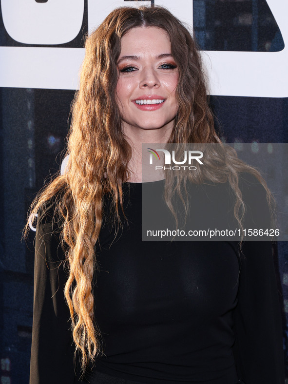 Sasha Pieterse arrives at the Los Angeles Premiere Of Apple TV+'s 'Wolfs' held at the TCL Chinese Theatre IMAX on September 18, 2024 in Holl...