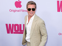 Brad Pitt arrives at the Los Angeles Premiere Of Apple TV+'s 'Wolfs' held at the TCL Chinese Theatre IMAX on September 18, 2024 in Hollywood...