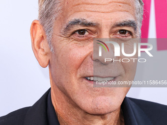 George Clooney arrives at the Los Angeles Premiere Of Apple TV+'s 'Wolfs' held at the TCL Chinese Theatre IMAX on September 18, 2024 in Holl...