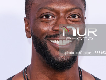 Aldis Hodge arrives at the Los Angeles Premiere Of Apple TV+'s 'Wolfs' held at the TCL Chinese Theatre IMAX on September 18, 2024 in Hollywo...