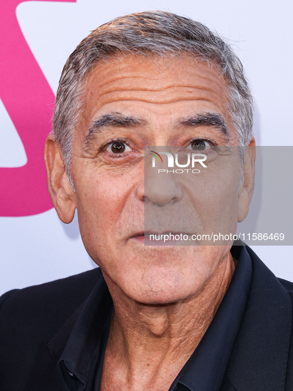 George Clooney arrives at the Los Angeles Premiere Of Apple TV+'s 'Wolfs' held at the TCL Chinese Theatre IMAX on September 18, 2024 in Holl...